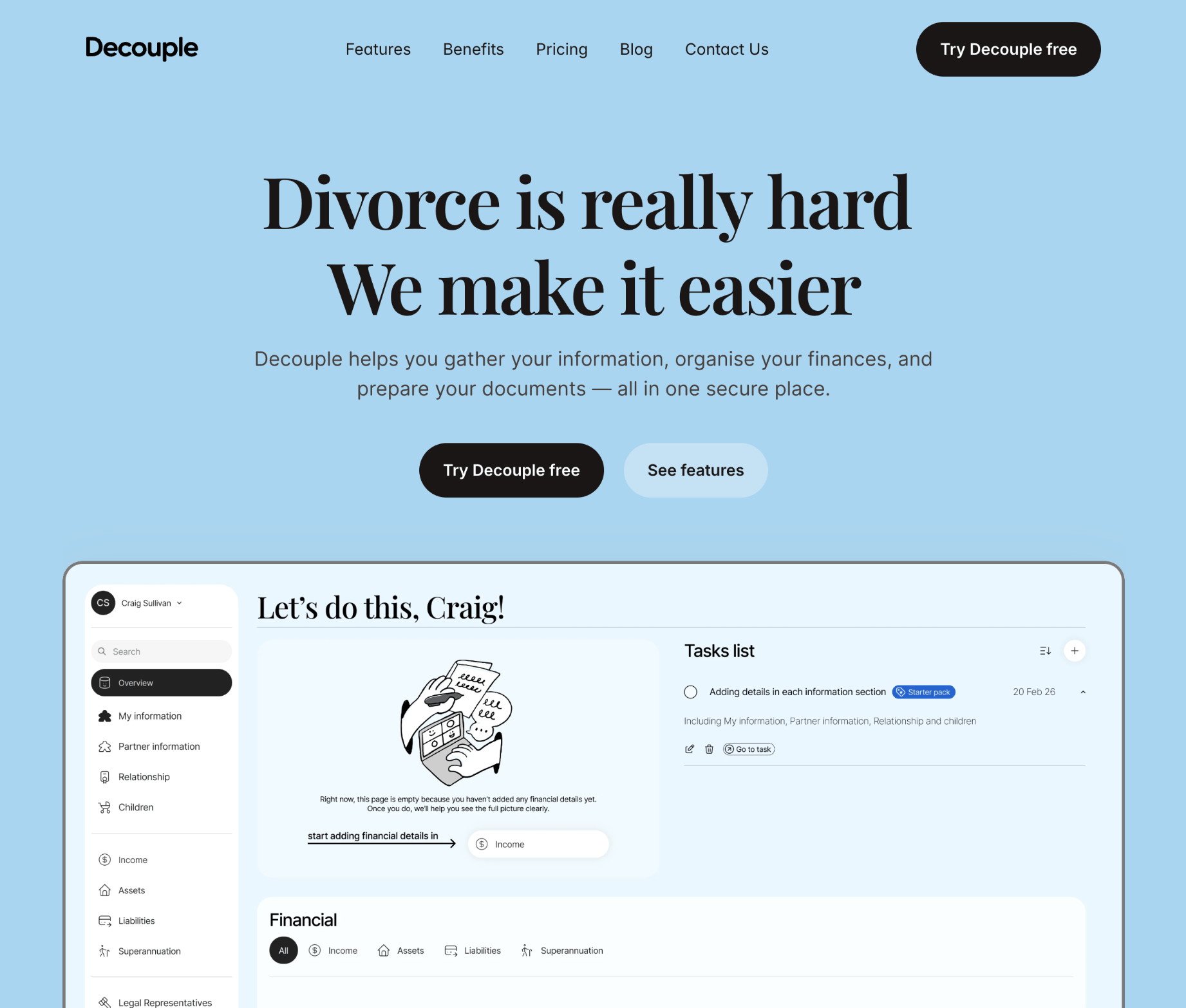 Decouple landing page